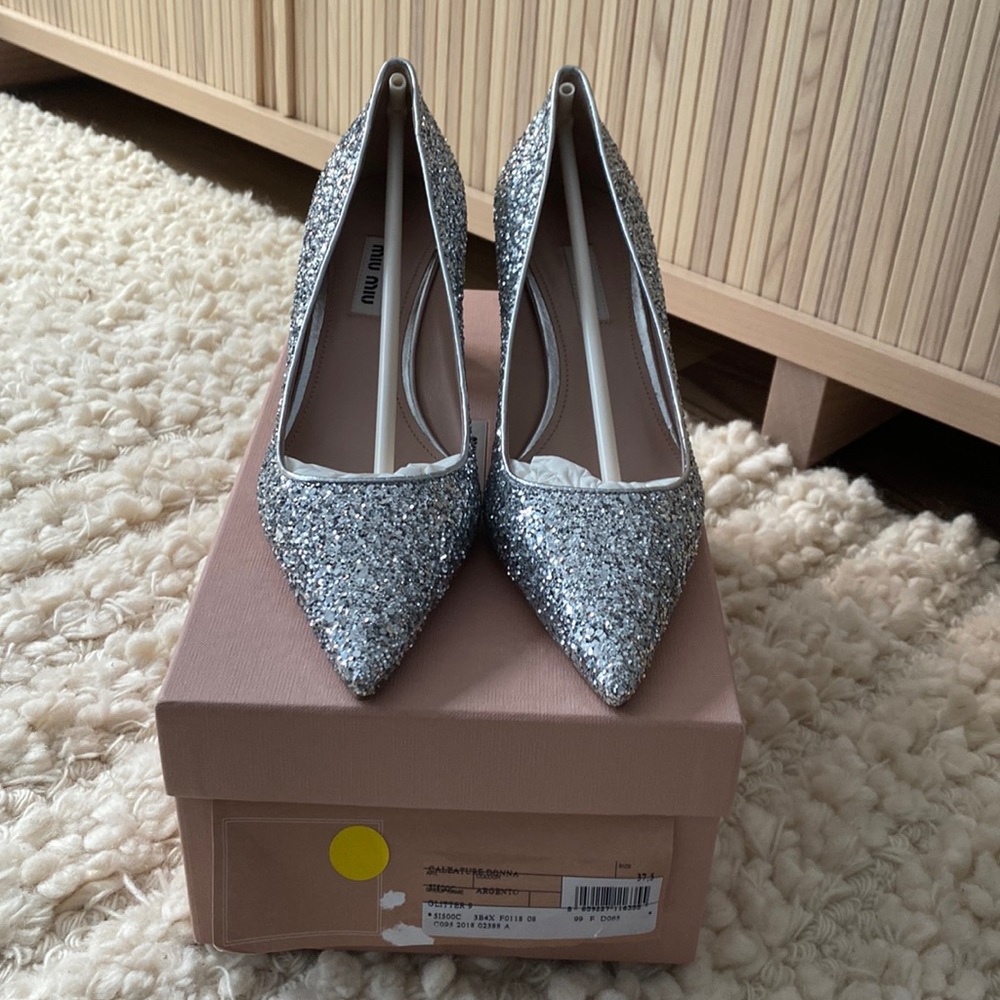 Miu Miu Glitter Pumps (Sz 37.5)